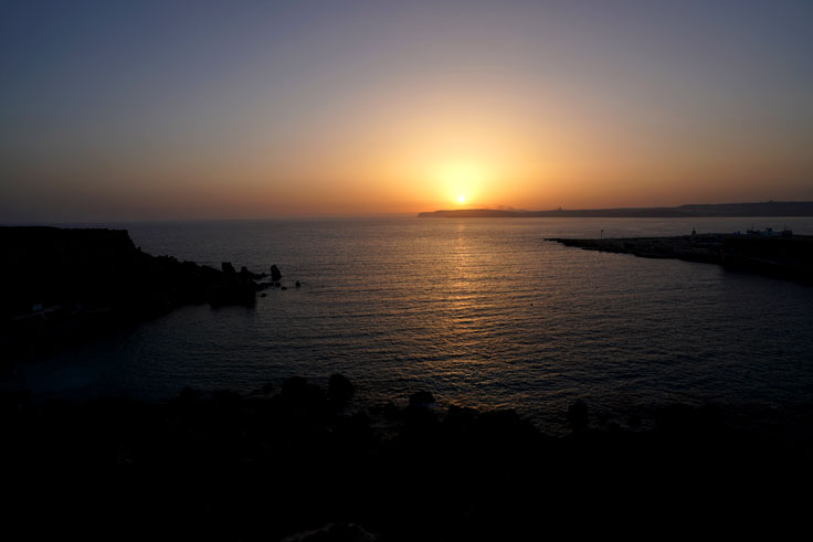 Sunset over the ocean taken from Malta