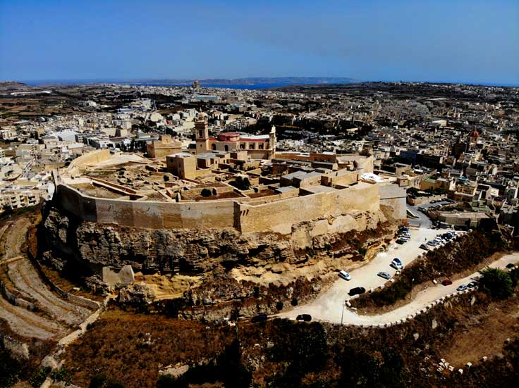 Walled city of Victoria on Gozo Island in Malta. Victoria has a number of hotels to choose from.